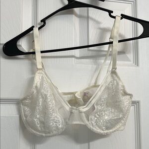 Auden Ivory Lace Underwire Bra with Sheer Floral Cups